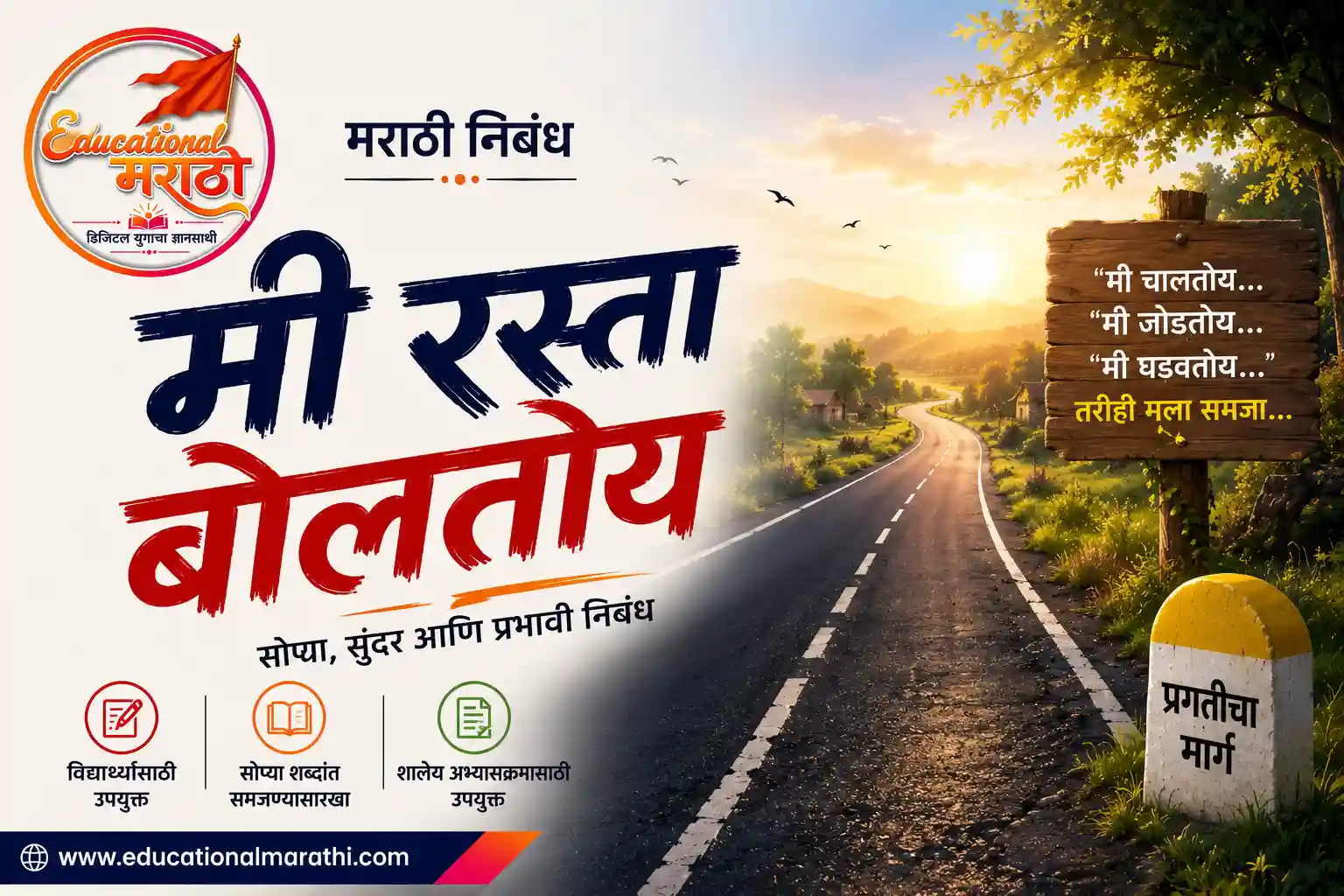 Mi Rasta Boltoy Marathi Nibandh Me Rasta Boltoy Essay in Marathi रस्ता बोलतोय निबंध मराठी रस्त्याचे आत्मवृत्त मराठी निबंध Mi Rasta Boltoy Nibandh 800 words Marathi Nibandh Mi Rasta Boltoy